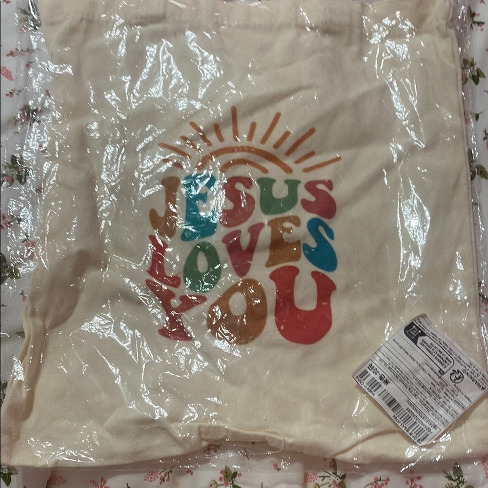 Colorful 'Jesus Loves You' Tote Bag